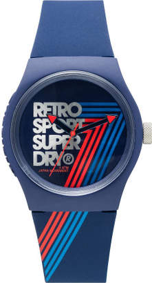 Superdry 3 Hands;Blue With Silver Text And Blue/Red Stripes Dial