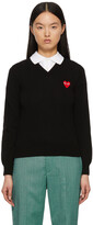 Thumbnail for your product : Comme des Garçons PLAY Black & Red Heart Patch V-Neck Sweater