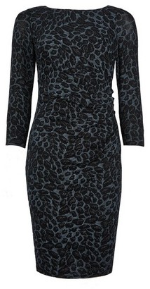 Dorothy Perkins Womens Billie & Blossom Petite Black Leopard Print Bodycon Dress, Black