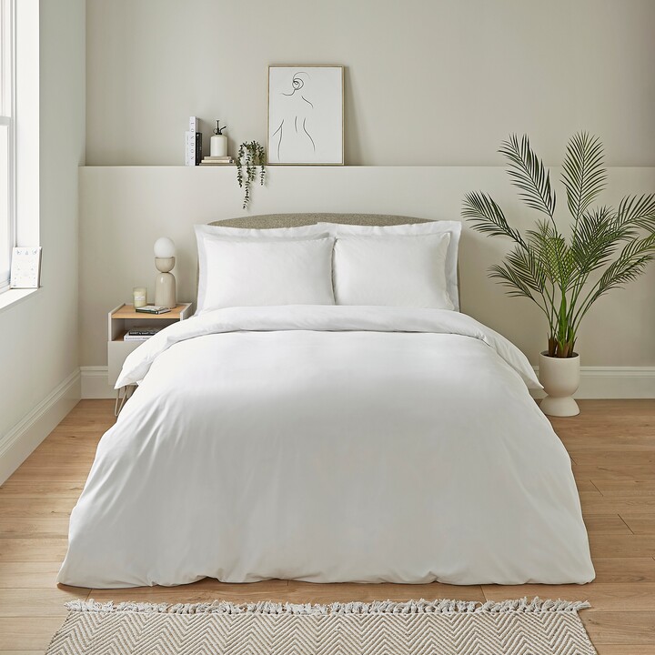 Dunelm Super Soft Plain White Duvet Cover and Pillowcase Set White