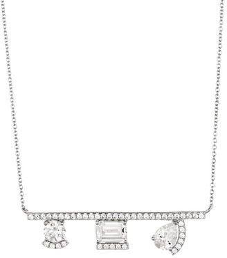 Crislu Platinum-Plated Silver Cz Necklace