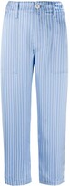 Thumbnail for your product : Jejia High-Rise Striped Satin Cropped Trousers