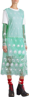 Burberry Long-Sleeve Tulle Midi Dress