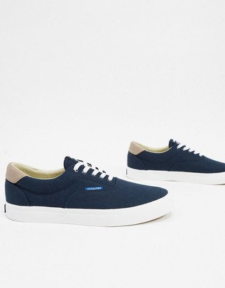 Jack and Jones canvas sneakers in navy - ShopStyle