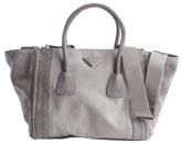 Thumbnail for your product : Prada mercury suede and canvas top handle crossbody bag