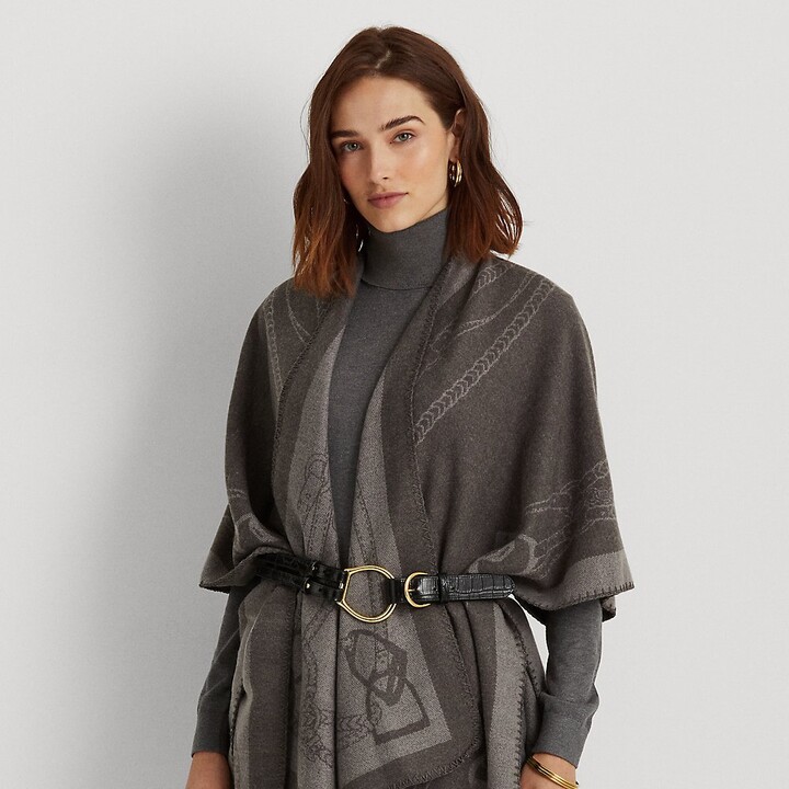 Lauren Ralph Lauren Ralph Lauren Equestrian Jacquard Reversible Ruana ...