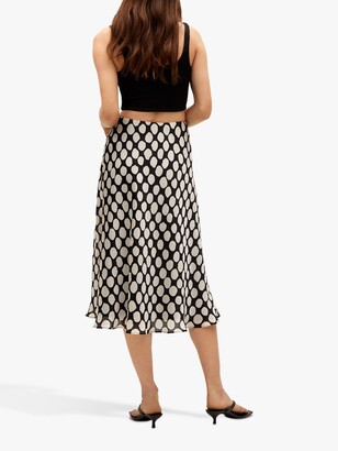MANGO Geometric Spot Midi Skirt, Multi