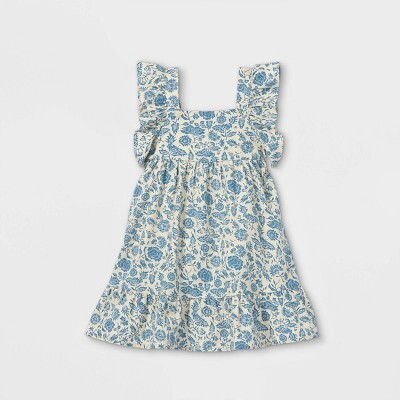 Toddler Girls' Floral Ruffle Sleeve Dress - Cat & JackTM Blue