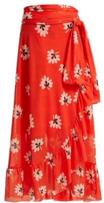 Ganni Tilden Floral Print Wrap Skirt - Womens - Red