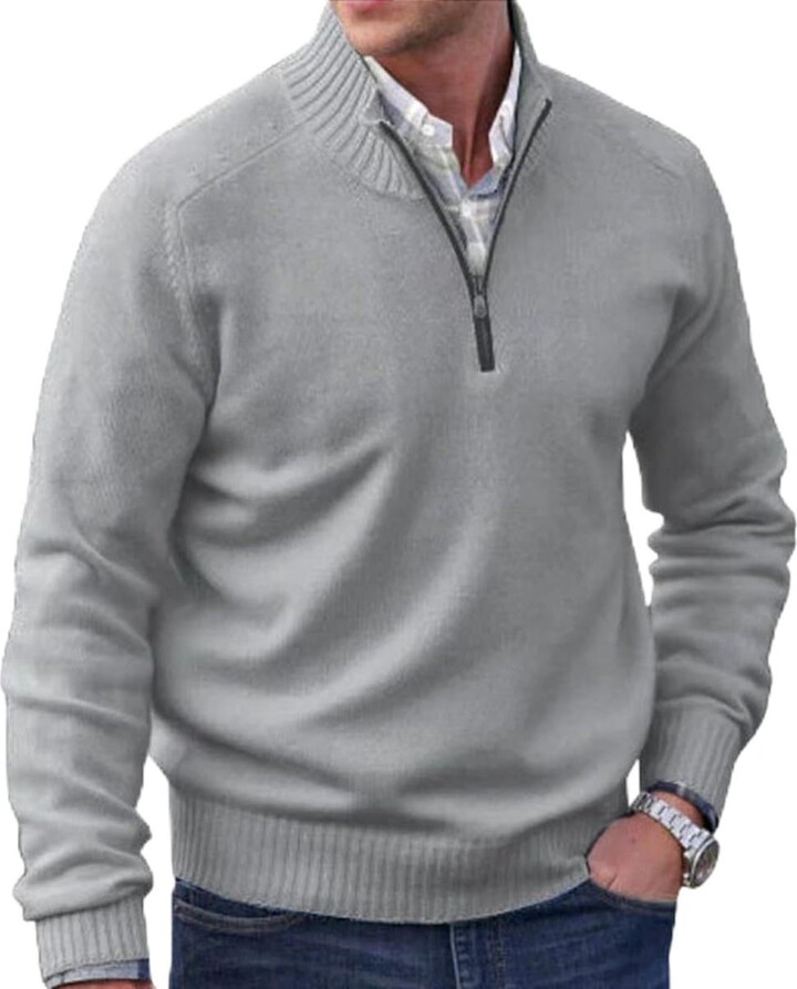 Mens Light Gray Cashmere Sweater