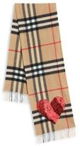 Thumbnail for your product : Burberry Sequin Heart Giant Check Cashmere Scarf