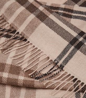 Reiss STEPH WOOL CHECKED SCARF Natural