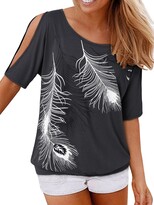 Thumbnail for your product : YOINS Womens Cold Shoulder Casual Summer Top Scoop Neck Off Shoulder Lace-up Solid Color Shirt Blouse