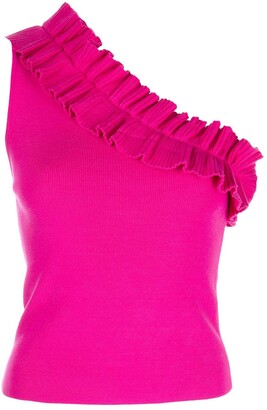 Milly Ruffle-Trim One-Shoulder Top