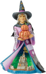Jim Shore Heartwood Creek Halloween Witch Holding Pumpkins LED Figurine 8.27in