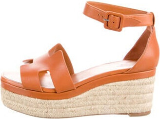Hermes Logo Orange Espadrilles