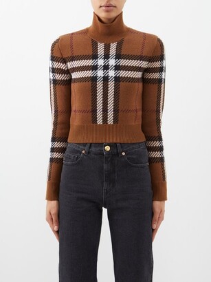 Burberry Check High-neck Wool Sweater