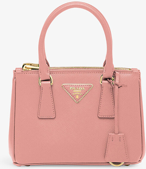Prada Womens Pink Galleria Mini Saffiano-Leather Tote Bag 1 Size