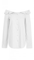 Thumbnail for your product : Tibi Satin Poplin Notched Off-the-Shoulder Top