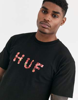 HUF Verdant t-shirt with floral logo in black