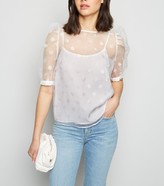 Thumbnail for your product : New Look Spot Organza Puff Sleeve Top