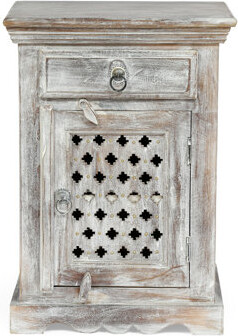 Alcott Hill Wooden Nightstand With 1 Drawer 1 Door