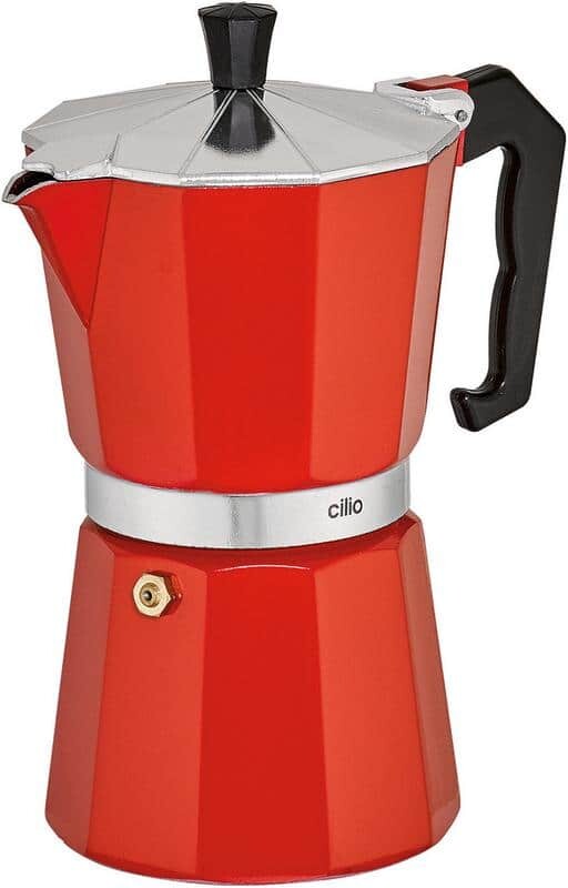 Cilio Classico 15 fl. oz. 6-Cup Red Cast Aluminum Espresso Maker