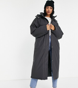 ASOS Tall ASOS DESIGN Tall rubberised puffer rain coat in charcoal - STONE  - ShopStyle