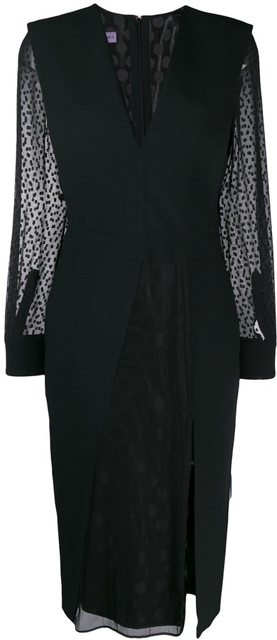 cocktail dress with sheer sleeves