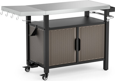 Red Barrel Studio Marjon Rolling Kitchen Island –Red Barrel Studio Marjon Rolling Kitchen Island XL Stainless Steel Countertop Storage Cabinet & Side Shelf for Indoor