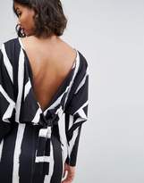 Thumbnail for your product : ASOS Knot Back Batwing Dress In Blurred Stripe Print