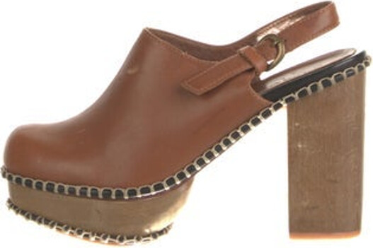 Rachel Comey Leather Slingback Pumps Brown Round-Toes Platform Straps & Buckle Closure at Ankles Unfortunately due to restrictions this item may not be eligible for shipping in all areas.