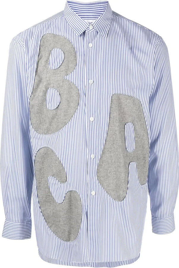 Alphabet Patch-Detail Long-Sleeve Shirt