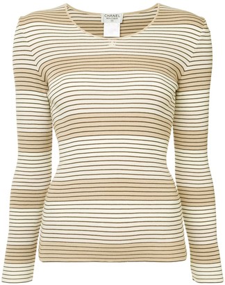 Chanel Pre Owned 1998 Striped Ribbed Top - ShopStyle