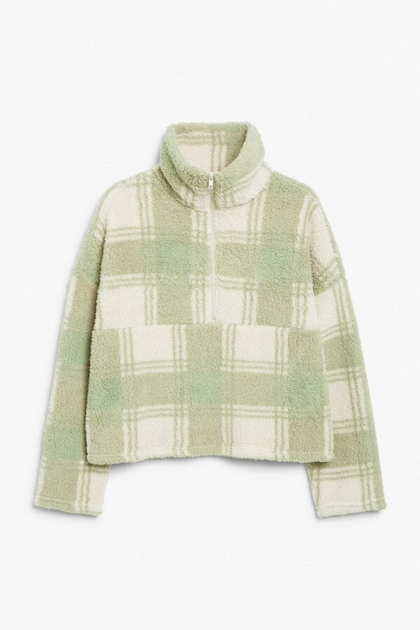 Monki Faux fleece zip sweater - ShopStyle Knitwear