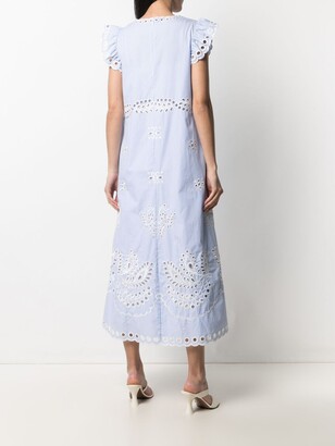 RED Valentino Striped Broderie Anglaise Dress