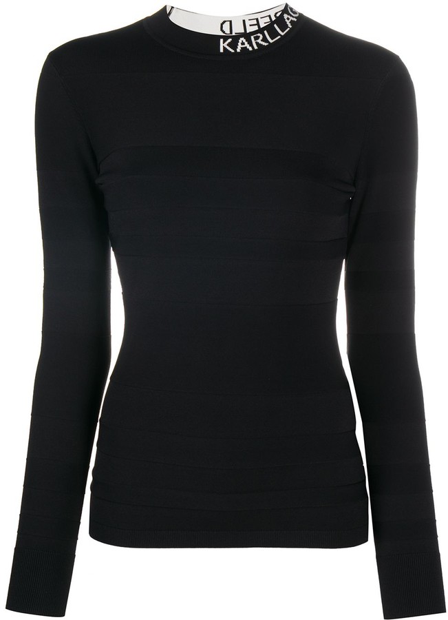 Karl Lagerfeld Paris Knitted Mock Neck Top - ShopStyle