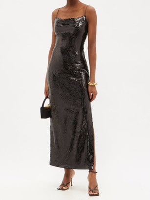 Balmain Rouleaux-strap Sequinned Slip Dress - Black