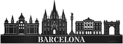 Trinx Barcelona City Skyline Hanging Wooden Wall Décor