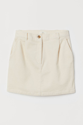 H&M Short Corduroy Skirt - White