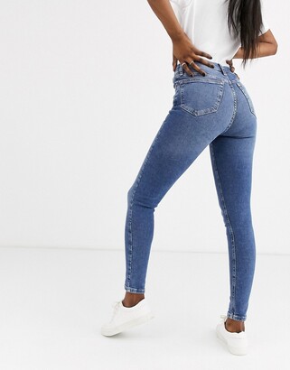 Topshop jamie jeans in mid blue - ShopStyle