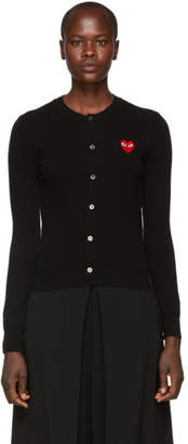 Comme des Garcons Play Play Black Wool Heart Patch Cardigan