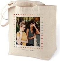 Shutterfly Cotton Tote Bags: Colorful Dots Border | 15x18 | Blue |