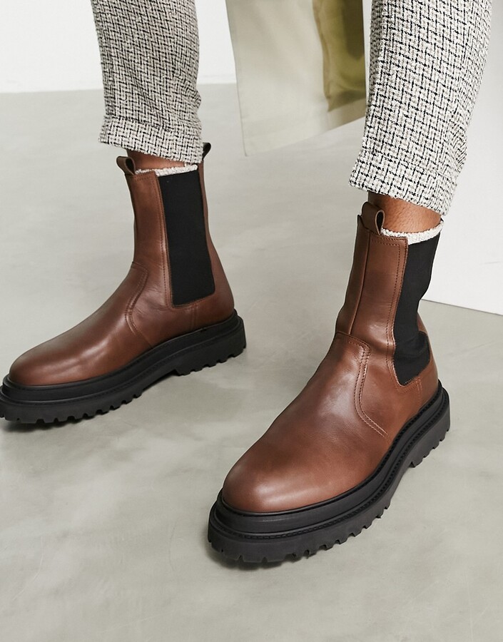 men's calf high leather boots