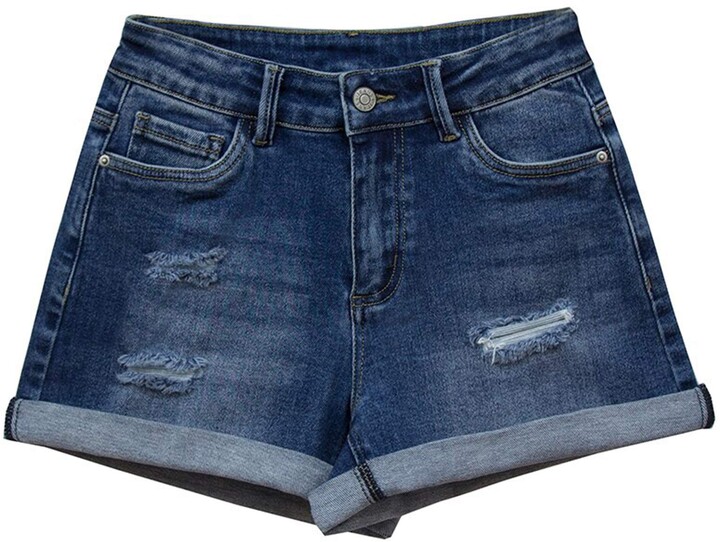 Distressed High Waisted Denim Shorts Shop The World S Largest Collection Of Fashion Shopstyle Uk