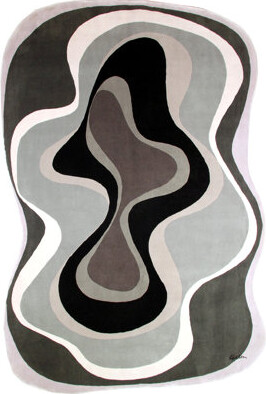 Isabelline Ilasha - 'Abstract 003 Gray' Rug 6' X 9'