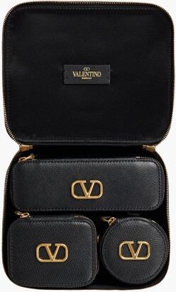 Valentino Garavani Set of four pebbled-leather cosmetics cases