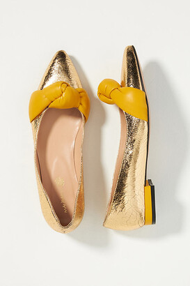 Maliparmi Knotted Ballet Flats By in Gold Size 40