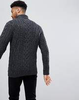 Thumbnail for your product : ASOS Design TALL Cable Knit Roll Neck Jumper In Washed Black