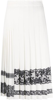 Ermanno Scervino Lace-Trim Pleated Skirt